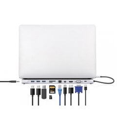 USB-C-telakointiasema Manhattan HDMI, MiniDP, VGA, RJ45, 3x USB, SD hinta ja tiedot | Adapterit | hobbyhall.fi