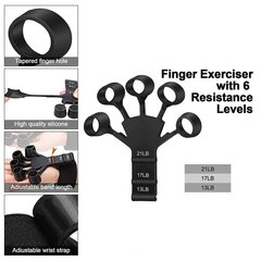 Harjoitusvälineet Finger trainer 6 eri vastuksella 2 kpl Black Black hinta ja tiedot | Kauneudenhoitotarvikkeet | hobbyhall.fi