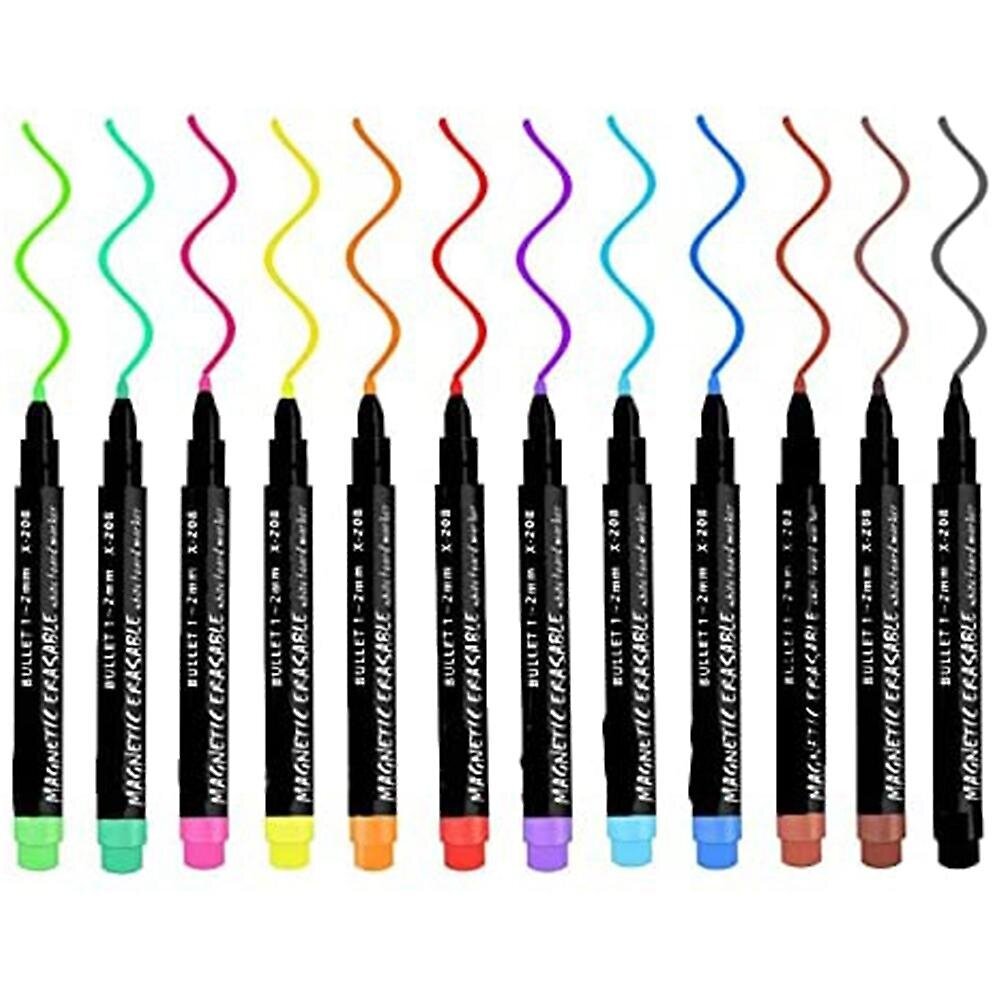 12 kpl Magneettiset valkotaulukynät Eraser Dry Wipe Outline Marker -kynä hinta ja tiedot | Puhelimen lisätarvikkeet | hobbyhall.fi