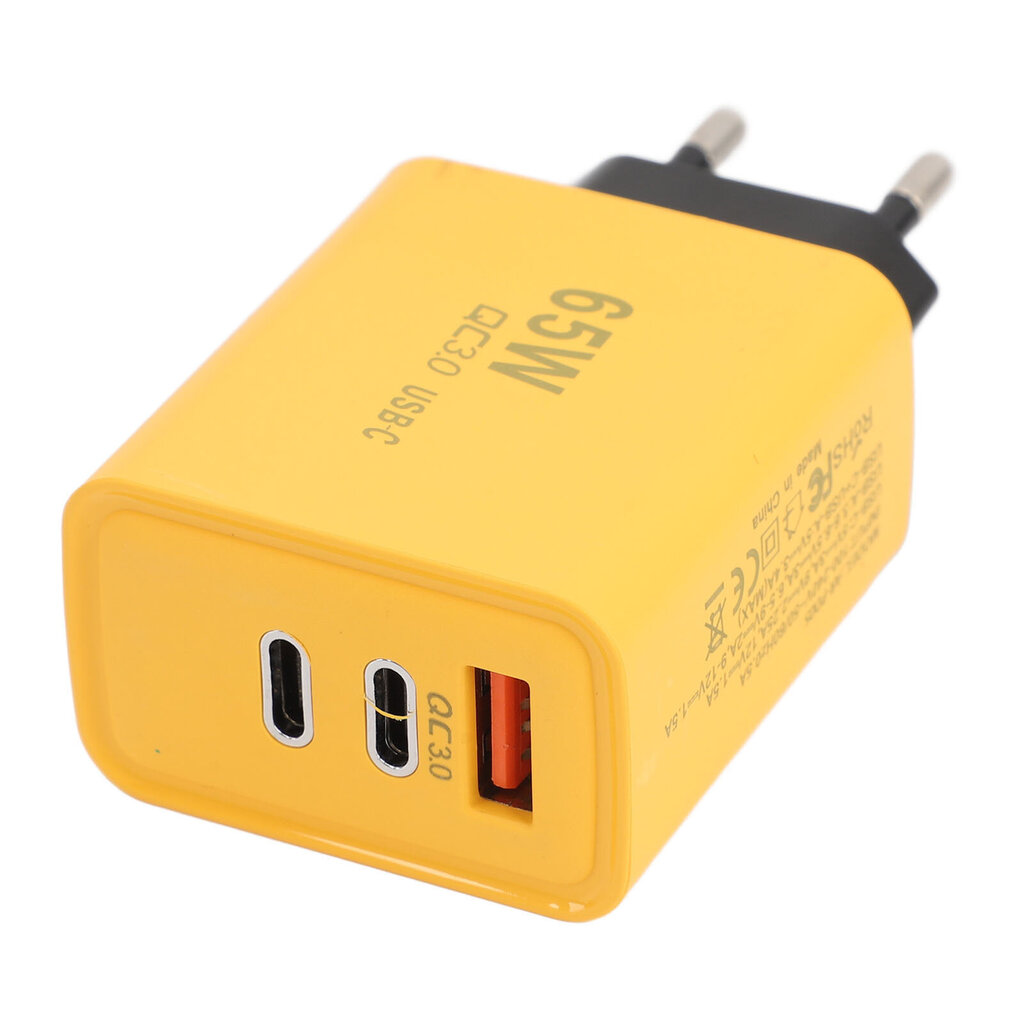 USB C -laturilohko GaN 65 W 3-porttinen PD-virtalähde QC3.0 -seinäpistoke Dual Type C -yhden USB-pikalataus IOS:lle Galaxylle hinta ja tiedot | Puhelimen lisätarvikkeet | hobbyhall.fi