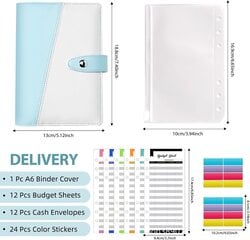 Budget Binder, kassakirjekuoret budjetointia varten, Budget Planner Cash Organizer, A6 Budget Binder vetoketjullisilla kirjekuorilla (sininen ja valkoinen) hinta ja tiedot | Kalenterit ja muistikirjat | hobbyhall.fi