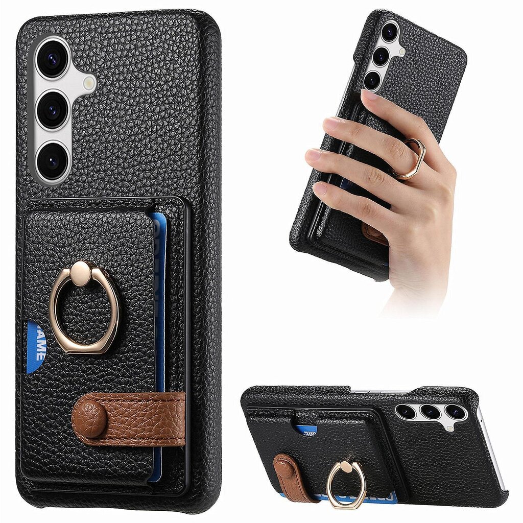 Samsung Galaxy S24 Case Rotation Ring -jalustalle Nahkapäällysteinen PC+TPU-puhelimen kansi hinta ja tiedot | Puhelimen kuoret ja kotelot | hobbyhall.fi