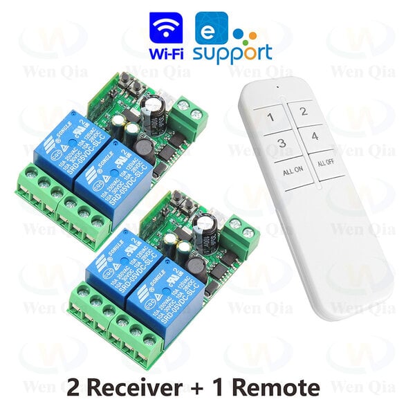 EWelink 2 CH WiFi Smart Switch, 5V 12V 24V 48V rele, ajastinmoduuli, Alexa Google Home Voice Control, kaukosäätimen valolle/moottorille