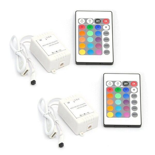 2X 24 painikkeen langaton RGB LED-valoohjain Ir Remote 12V Himmennin