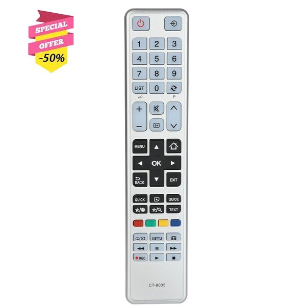 CT-8035 Kaukosäädin Toshiba TV:lle 32L1543 32L3443 32W3433 32W3443 32DB833R 32D1753DB 32D3451DB 32D3453DB 32D3454DB 32D3455DB