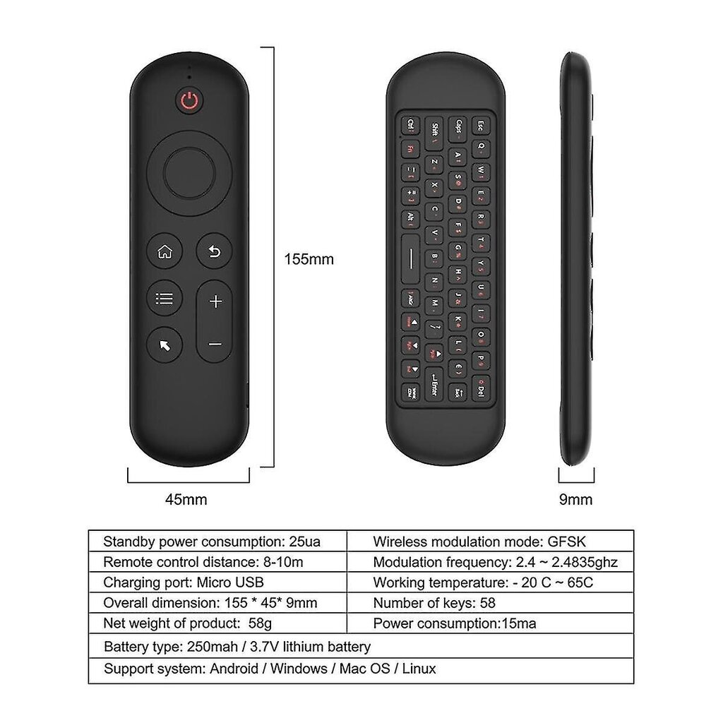 M5 Ir 2.4g Air Mouse Remote Touchpad Android TV Box PC Mini Wireless Keyboard Flying Mouse (ilman värillistä taustavaloa) hinta ja tiedot | TV-lisätarvikkeet | hobbyhall.fi