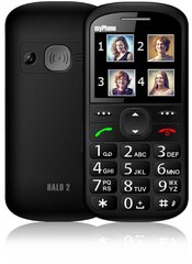 myPhone Halo 2 senioripuhelin, musta hinta ja tiedot | MyPhone Puhelimet, älylaitteet ja kamerat | hobbyhall.fi