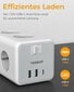 TESSAN TS-306-5M pidennysjohto, 6 pistoketta, 2 USB- ja 1 USB-C, 5 m hinta ja tiedot | Jatkojohdot ja kaapelikelat | hobbyhall.fi