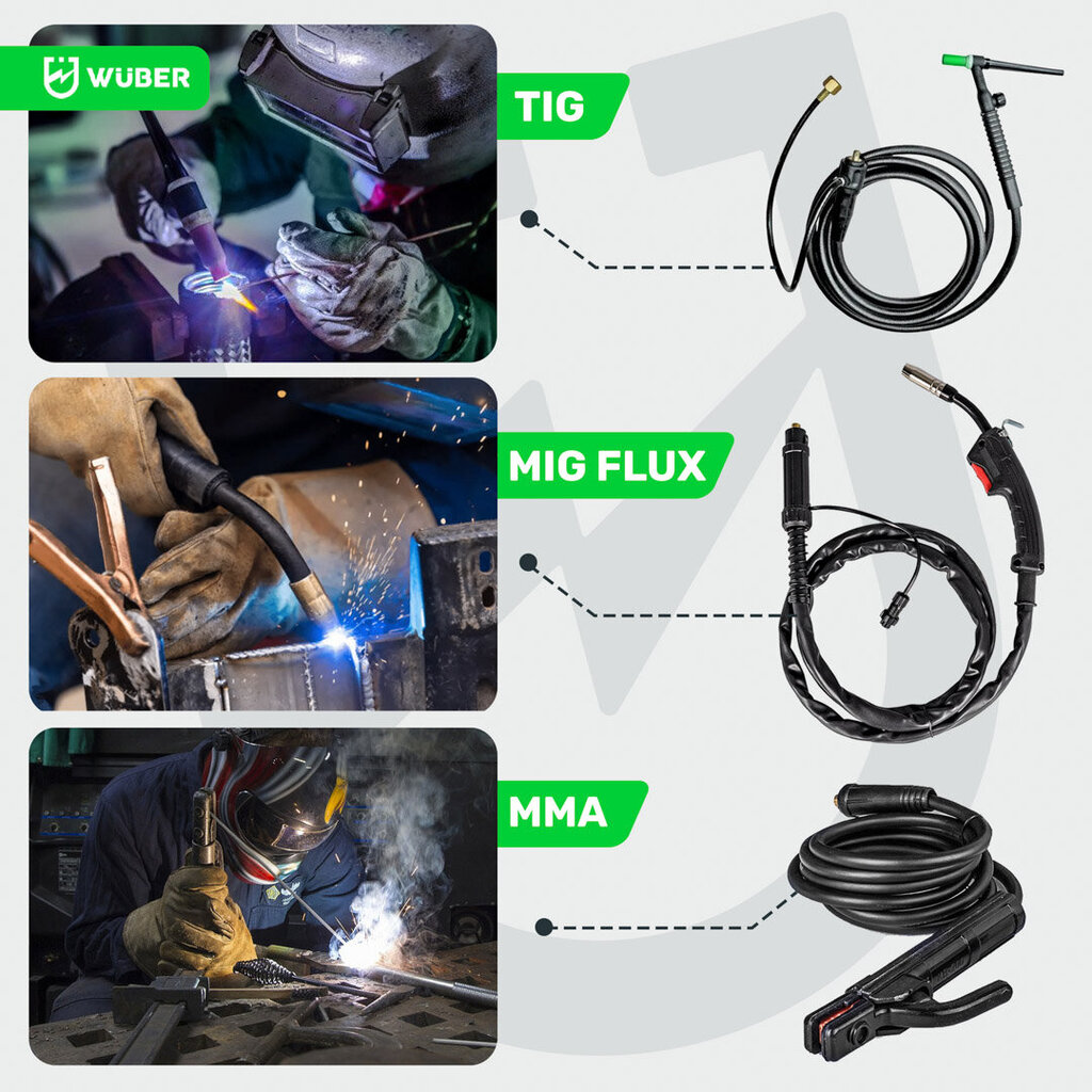 Invertterihitsauskone Wuber MIG FLUX MMA TIG hinta ja tiedot | Hitsauslaitteet | hobbyhall.fi