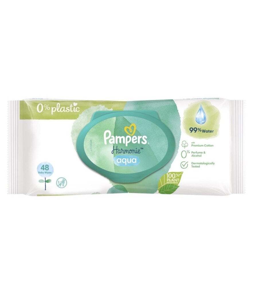 Lautasliinat Pampers Harmonie, 48 kpl. pakkaus x 14 kpl. hinta ja tiedot | Kosteuspyyhkeet, vanulaput ja vanupuikot | hobbyhall.fi