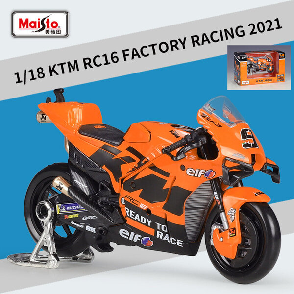 Maisto 1:18 KTM RC16 Factory Racing MOTO GP metalliseosmoottoripyörämalli Diecast Metal Toy Track Kilpamoottoripyörämalli Lasten lahjat