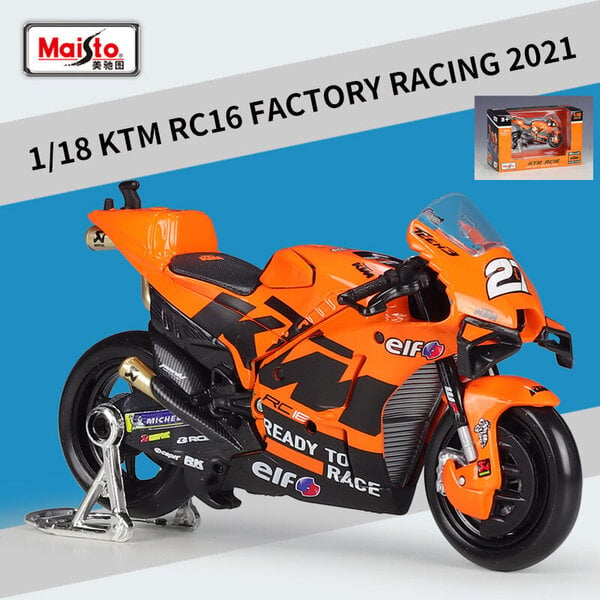 Maisto 1:18 KTM RC16 Factory Racing MOTO GP metalliseosmoottoripyörämalli Diecast Metal Toy Track Kilpamoottoripyörämalli Lasten lahjat