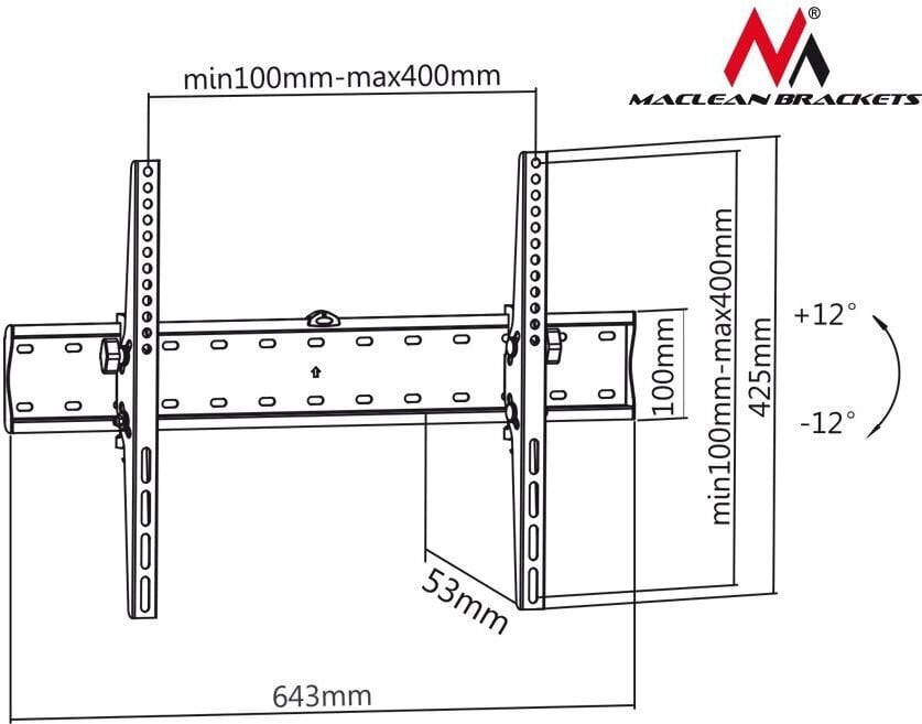 TV-teline Maclean MC-668, 37-70, 40kg hinta ja tiedot | TV-seinätelineet | hobbyhall.fi