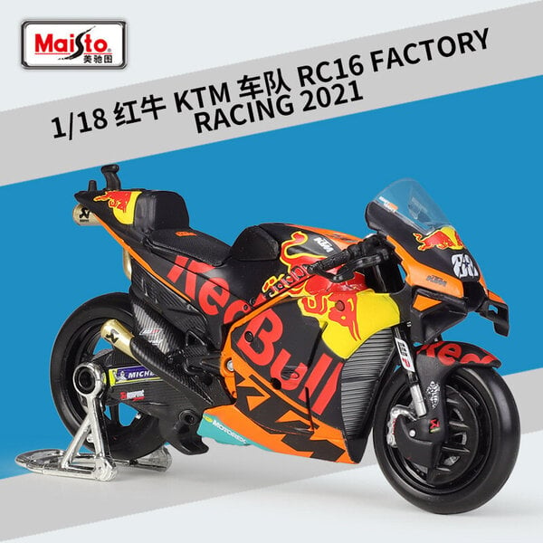 Maisto 1:18 2023 Red Bull KTM MOTO GP RC16 FACTORY RACING metalliseos metalli moottoripyörä lasten kokoelma