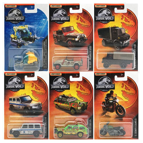 Alkuperäiset Mattel Matchbox Jurassic World Autolelut 1/64 Offroad Dinosaurs Rescue Metsästysautolelut lapsille Moottoripyörämallit