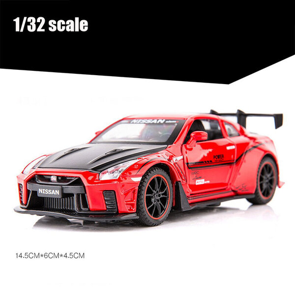 1:32 Nissan GTR R35 Kilpa-automalli Vaaka Lapset Lapset Lelut Auto 1/24 Diecast & Leluajoneuvot Ääni ja valo Pojille Auto Lahja