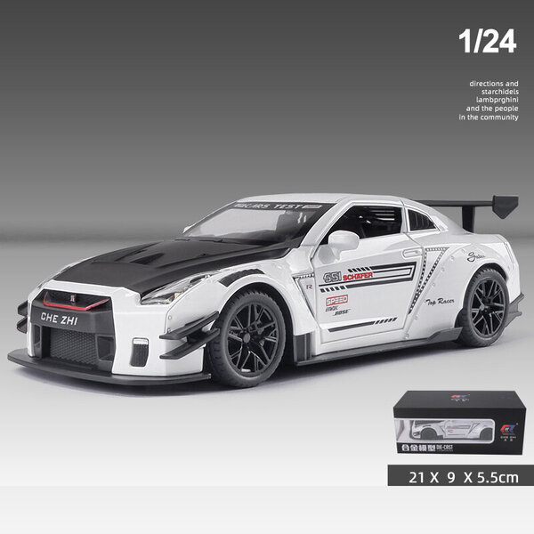 1:32 Nissan GTR R35 Kilpa-automalli Vaaka Lapset Lapset Lelut Auto 1/24 Diecast & Leluajoneuvot Ääni ja valo Pojille Auto Lahja