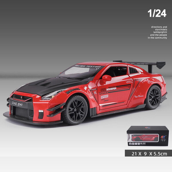 1:32 Nissan GTR R35 Kilpa-automalli Vaaka Lapset Lapset Lelut Auto 1/24 Diecast & Leluajoneuvot Ääni ja valo Pojille Auto Lahja