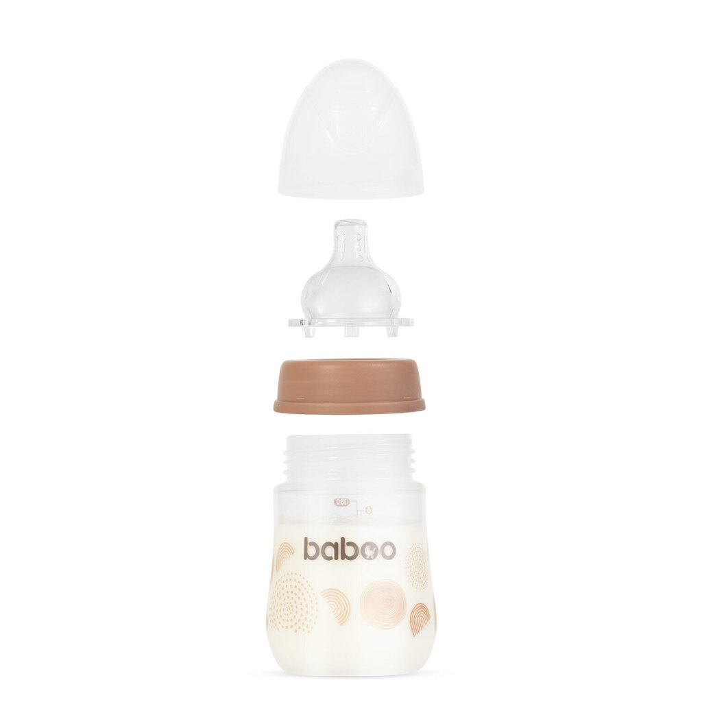 Koliikkia ehkäisevä tuttipullo Baboo, 180 ml, +0 kk, Au Naturale hinta ja tiedot | Tuttipullot ja tarvikkeet | hobbyhall.fi