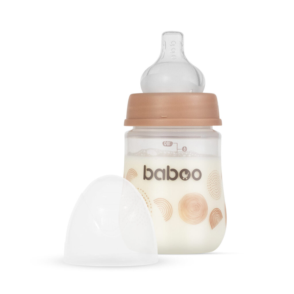 Koliikkia ehkäisevä tuttipullo Baboo, 180 ml, +0 kk, Au Naturale hinta ja tiedot | Tuttipullot ja tarvikkeet | hobbyhall.fi