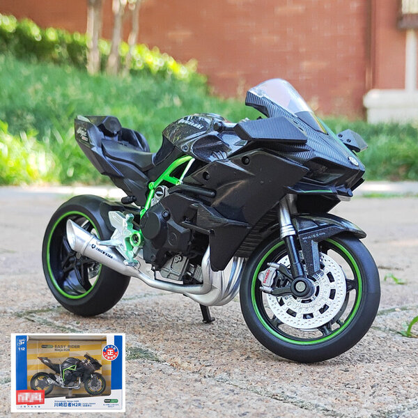 1/12 Kawasaki Ninja H2R S1000RR Racing maastohiihtomoottoripyörämalli metallilelu Street-moottoripyörämallikokoelma lasten lahja