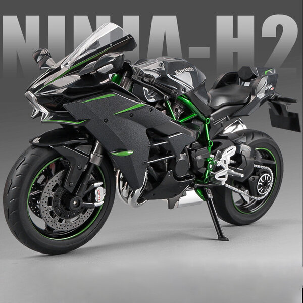 1:9 Kawasaki H2R Ninja -moottoripyörät Simulaatiometalliseos Moottoripyörämalli Iskunvaimentimet Äänen ja valon kokoelma Leluauto Lapselle Lahja