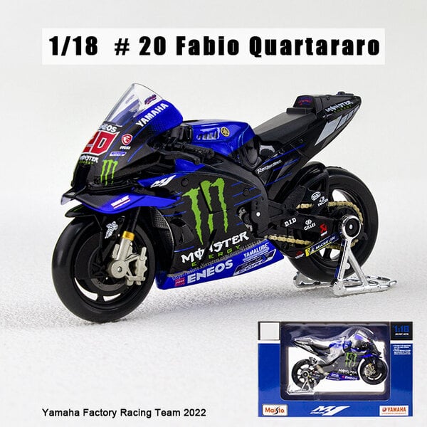 Maisto 1:18 UUSI 2022 Yamaha Factory Racing Team #21 #20 Die Moto GP Racing valumetallimoottoripyörä Mallikokoelman lahjalelu