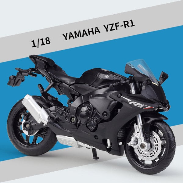 1/18 Yamaha YZF-R1 metalliseos valettu moottoripyörä malli leluajoneuvo kokoelma auto polkupyörä iskunvaimennin Off Road Autopyörä lelut auto