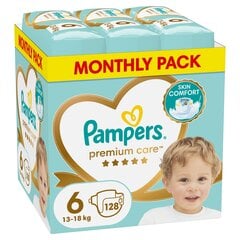 Vaipat Pampers Premium Care Tape 6 (13-18 kg), 128 kpl hinta ja tiedot | Vaipat | hobbyhall.fi