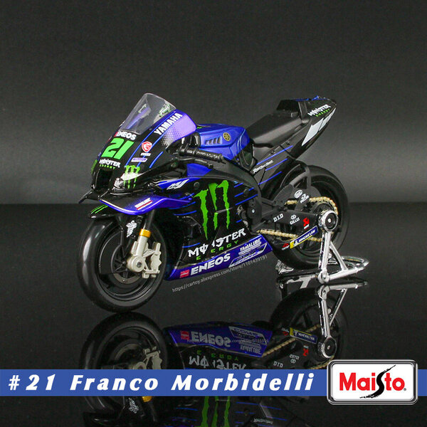 Maisto 1:18 2022 Yamaha Factory Racing Team #21 Morbidelli #20 Quartararo Lisenssi Alloy Motorcycle Model