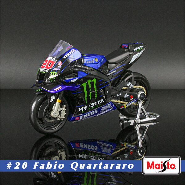 Maisto 1:18 2022 Yamaha Factory Racing Team #21 Morbidelli #20 Quartararo Lisenssi Alloy Motorcycle Model