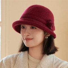 Naisten Bucket Hat Syksyn Ja Talven Burgundy hinta ja tiedot | Naisten päähineet | hobbyhall.fi