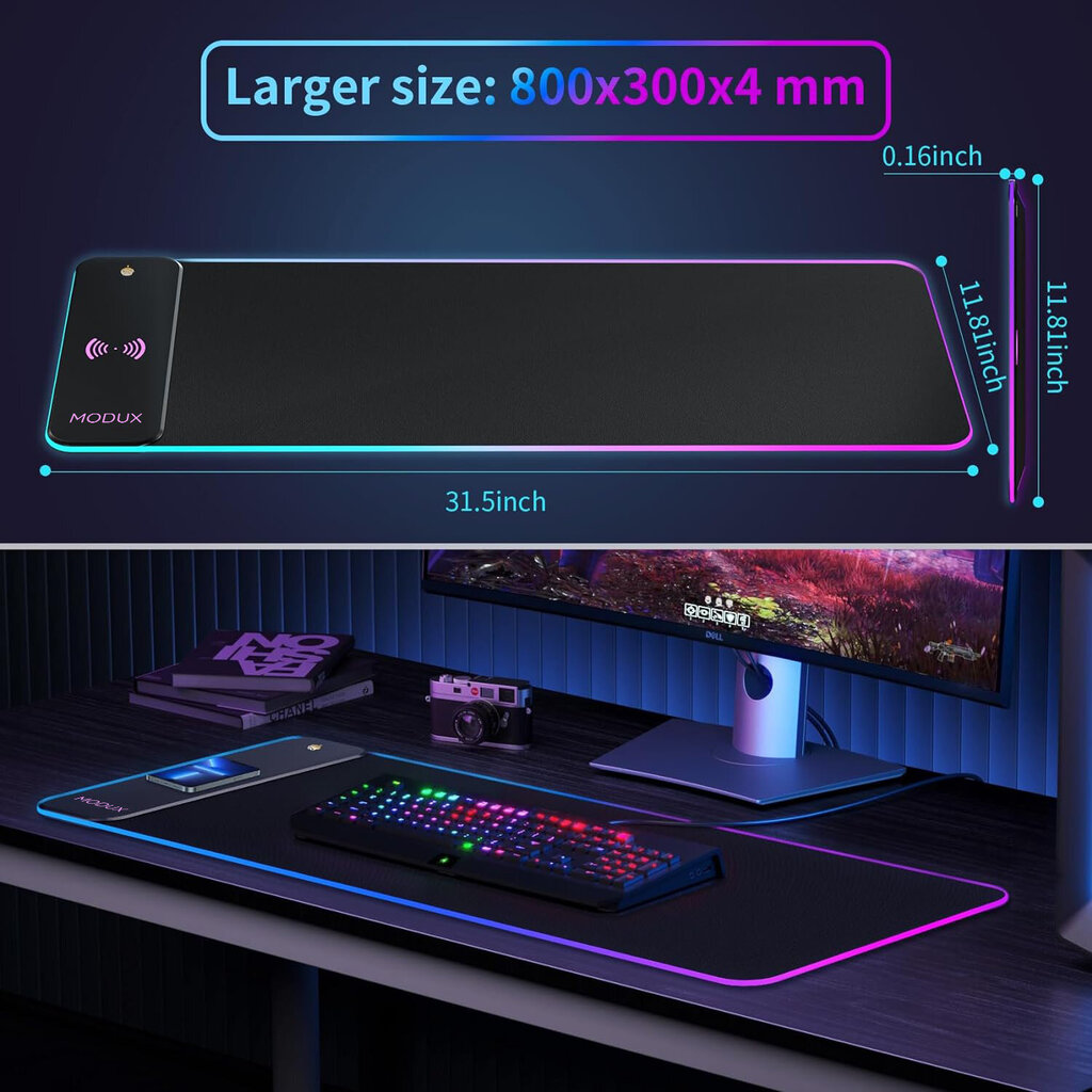 MODUX RGB Langaton Lataava Hiirimatto Valolla hinta ja tiedot | Hiiret | hobbyhall.fi