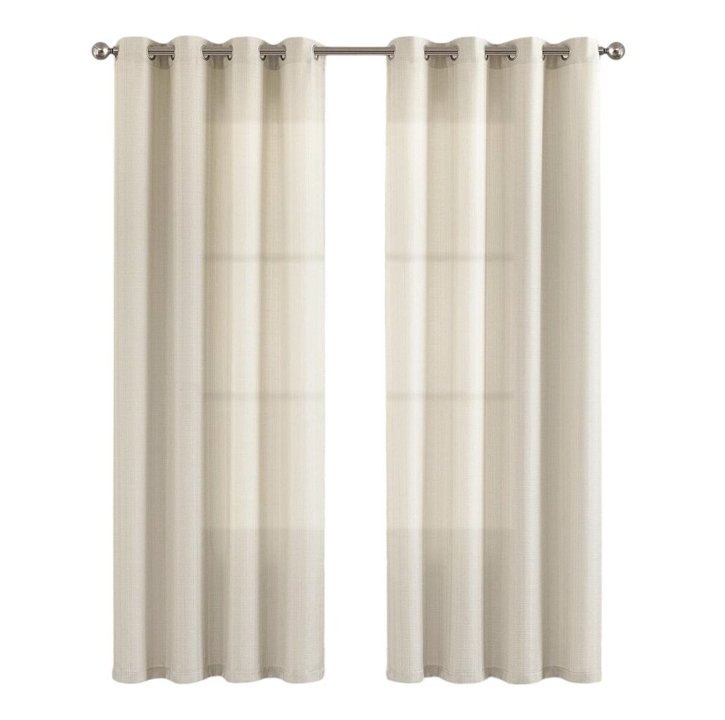 TOPICK Puoli-Läpinäkyvät Verhot, Grommet-kiinnitys, Vaaleanbeige, 130 x 225 cm, 2 kpl hinta ja tiedot | Verhot | hobbyhall.fi