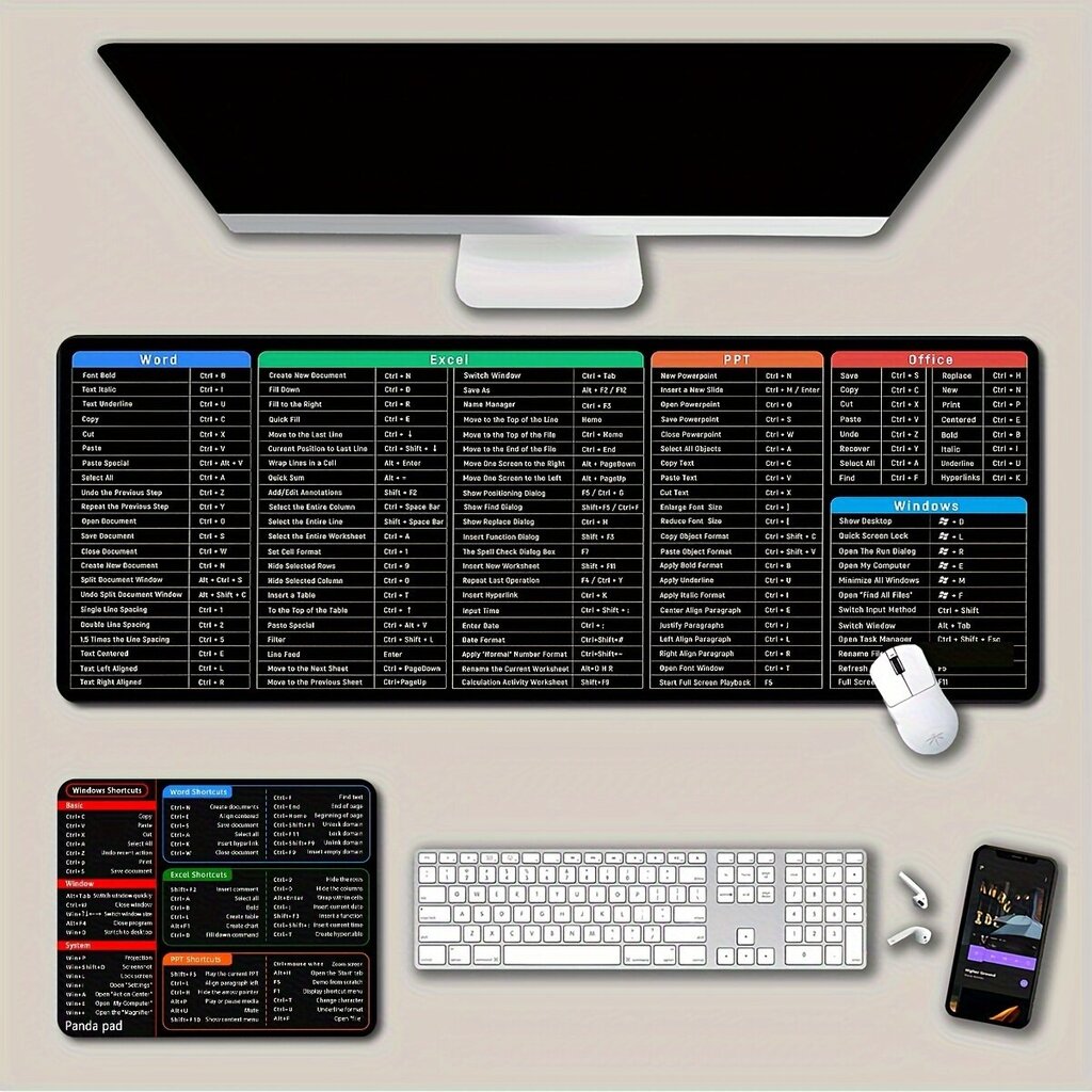 Suuri Windows-oikotiehiirimatto - Pestävä, Vesitiivis ja Liukumaton Toimiston, Pelien ja Kodin käyttöön hinta ja tiedot | Pelien oheistuotteet | hobbyhall.fi
