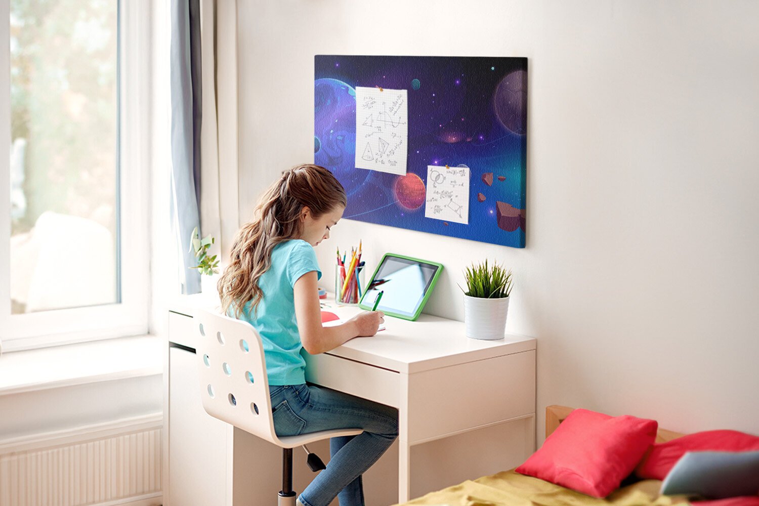 Pin board Planeta galaxy, 100x70 cm hinta ja tiedot | Toimistotarvikkeet | hobbyhall.fi