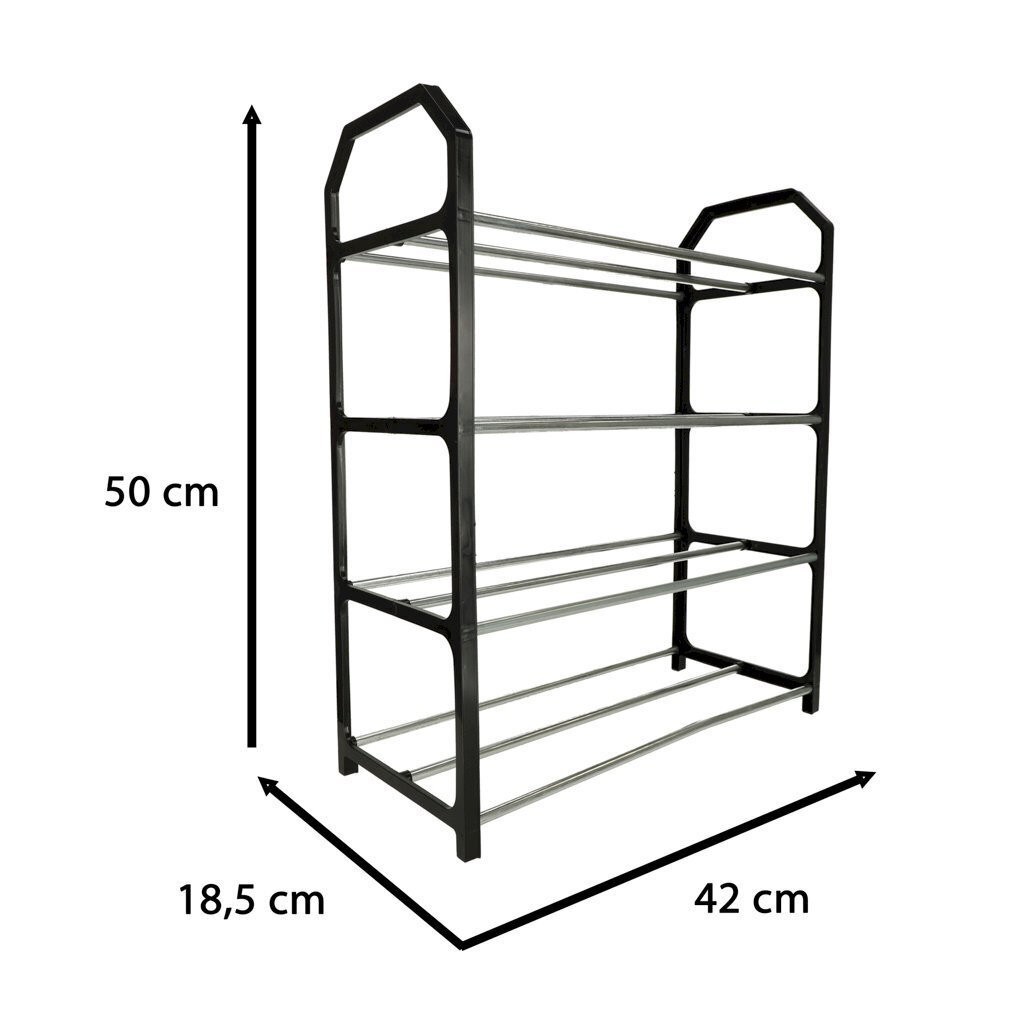 Kenkähyllyteline 4 tasoa, musta. hinta ja tiedot | Säilytyslaatikot ja -korit | hobbyhall.fi