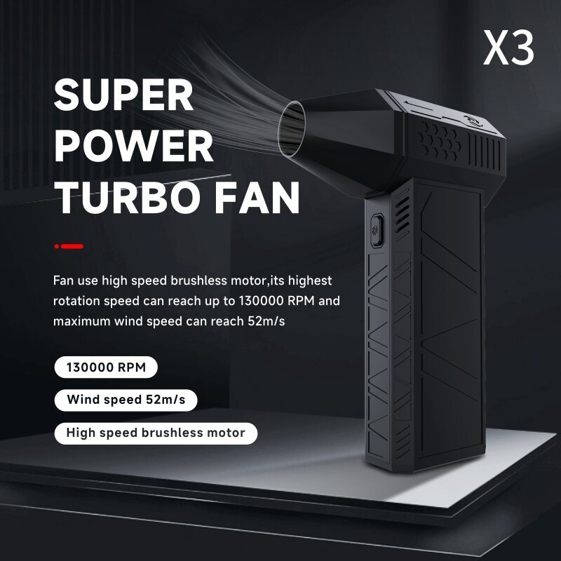 3. sukupolven X3 väkivaltainen puhallin Mini Turbo Jet Fan Handheld Harjaton moottori 130 000 RPM Tuulennopeus 52m/s teollisuuskanavatuuletin Puuliesituulettimet ja puhaltimet hinta ja tiedot | Oksasilppurit, lehtipuhaltimet | hobbyhall.fi