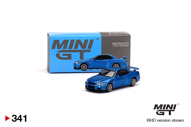 MINI GT BAYSHORE BLUE 1:64 GT-R Skyline R34 V-Spec II automalli 341 #