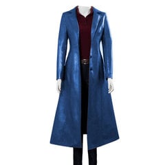 (xL-Blue)Takki Pitkät Naisten Vaatteet Streetwear Yksiväriset Steampunk Gothic Lapel Biker Takki S-5XL Nainen keinonahkainen trenssitakki hinta ja tiedot | Naisten takit | hobbyhall.fi