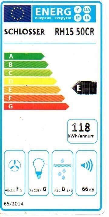 Schlosser RH15 CR 50 hinta ja tiedot | Liesituulettimet | hobbyhall.fi