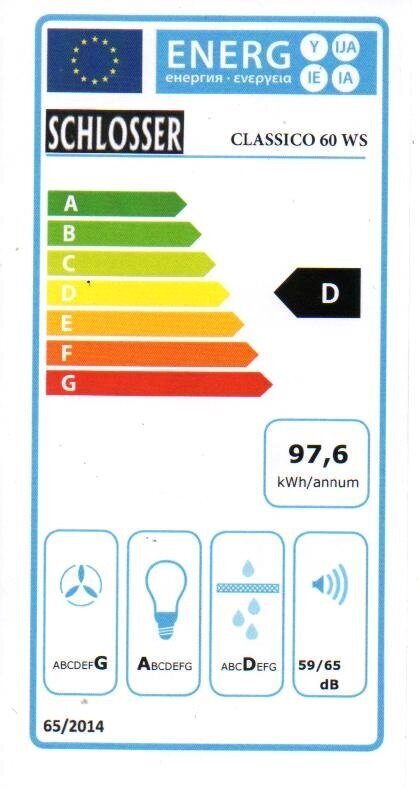 Schlosser Classic 60W hinta ja tiedot | Liesituulettimet | hobbyhall.fi