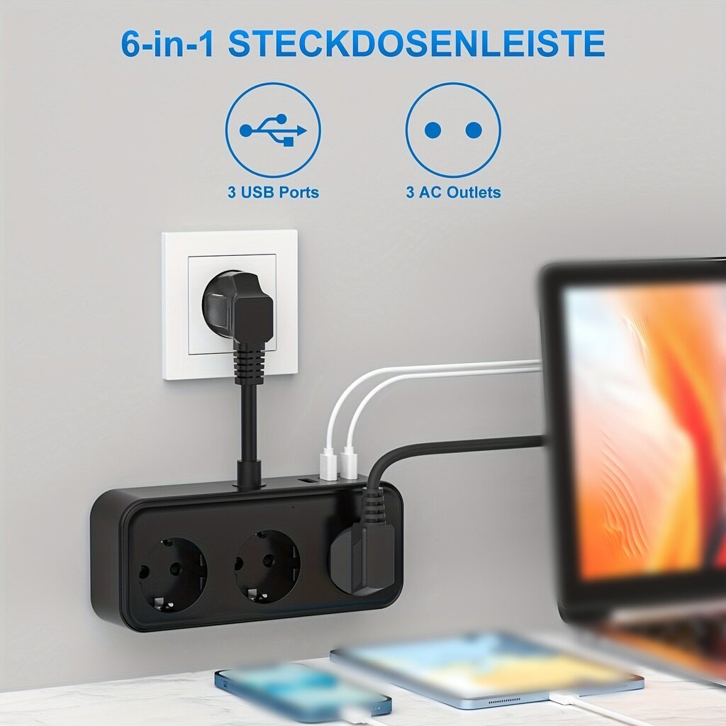 Monikäyttöinen virtapaneeli USB-porteilla ja ylijännitesuojalla hinta ja tiedot | Kytkimet ja pistorasiat | hobbyhall.fi