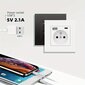 1kpl EU-standardin virtapistorasia, 16A, 86x86mm palonkestävä PC paneeli, 2.1A USB-C latausportti seinäpistorasia hinta ja tiedot | Kytkimet ja pistorasiat | hobbyhall.fi