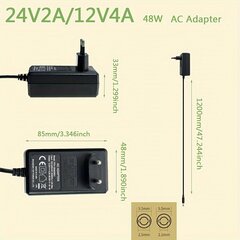 1kpl 24V2A/12V4A Virtalähde UL/CE/FCC/RCM/UKCA Sertifikaateilla Hierontalaitteelle, LED-valoille, Kameralle, Näytölle, Reitittimelle hinta ja tiedot | Kytkimet ja pistorasiat | hobbyhall.fi