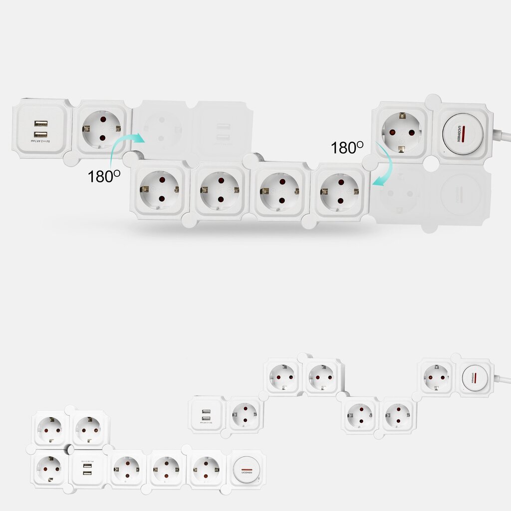 1kpl Modulaarinen Virtapaneeli, Eurooppalainen Tyyli, 2/4/6 Pistorasiaa, Ylijännitesuoja, Katkaisija, ja USB-portit, 16A/3680W, Taipuisa Liitosjatkojohto Kotiin ja Toimistoon. hinta ja tiedot | Kytkimet ja pistorasiat | hobbyhall.fi