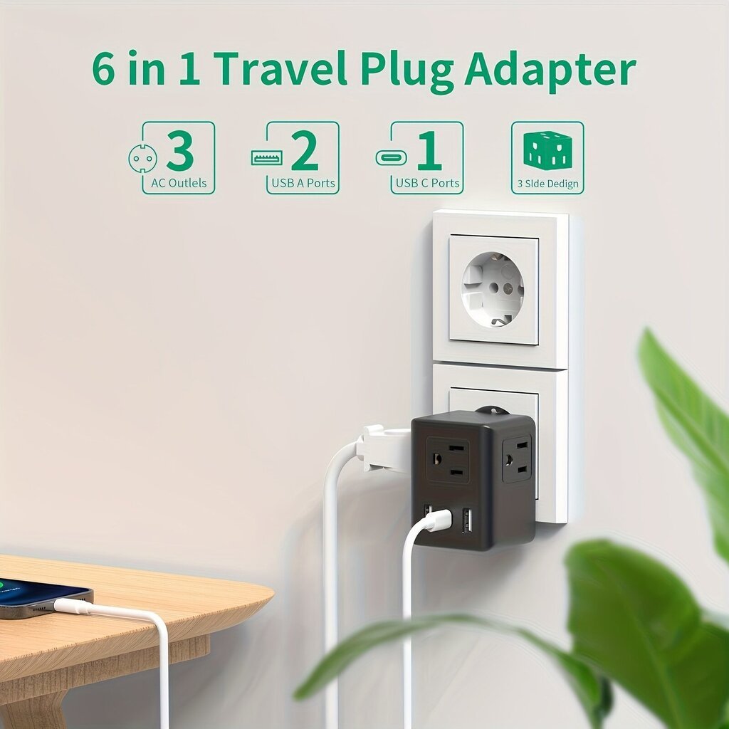 1 kpl 4-in-1 Euroopan matkasovitin - Kansainvälinen virtasovitin USB-latausportilla (1 USB-C, 2 USB-A), Type C -sovitin matkustamiseen Eurooppaan, Italiaan, Ranskaan, Espanjaan, Saksaan, Kompakti koko matkoille, Turvajärjestelmän takuu hinta ja tiedot | Kytkimet ja pistorasiat | hobbyhall.fi