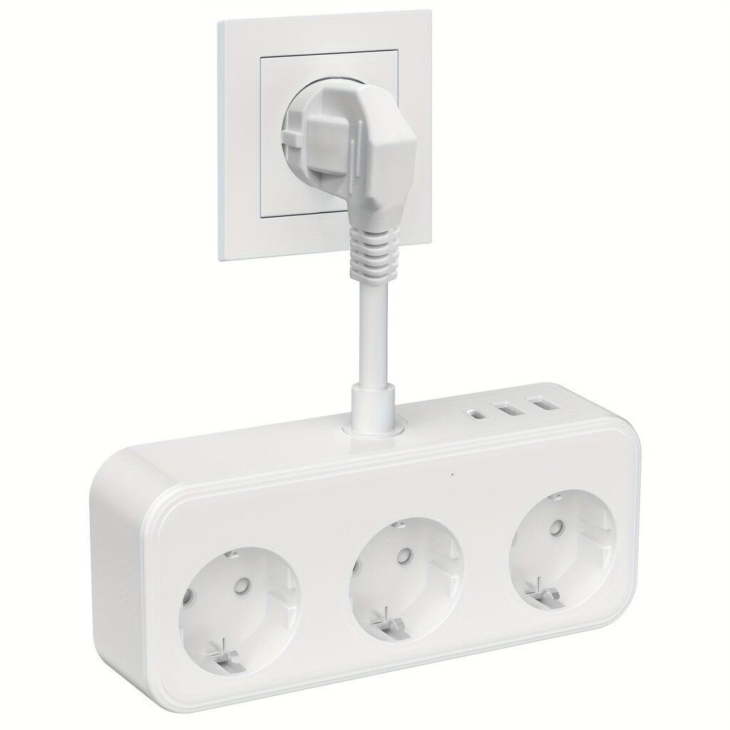 1kpl 3-Osainen Pistorasia 2 USB-A +1 USB-C, 6 In 1 Liitäntäsovitin 240V/16A Joustava Johto (0,1m) Koti Matkalle Valkoinen hinta ja tiedot | Kytkimet ja pistorasiat | hobbyhall.fi