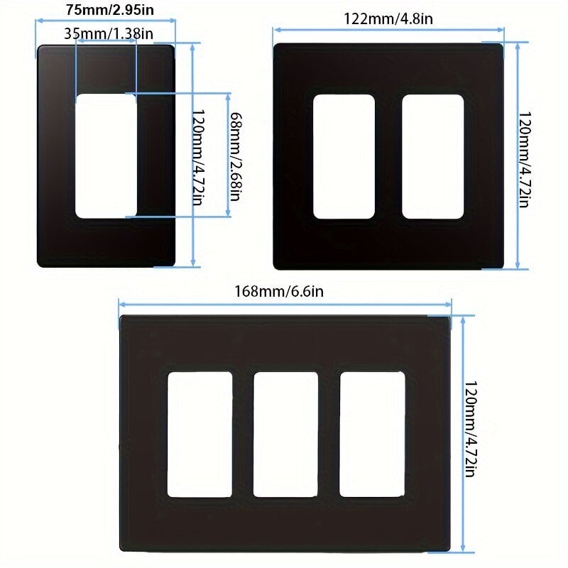 1/4-osainen pistorasian kansi, Yksi, Kaksi, Kolme paikkaa, Musta, Ruuviton koristeellinen seinäpaneeli, Universaali GFCI-pistorasiapaneeli hinta ja tiedot | Kytkimet ja pistorasiat | hobbyhall.fi