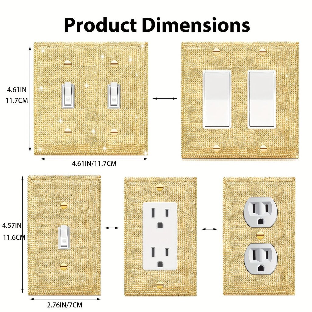 5/10kpl Kulta Pistorasiakansi Seinäpaneeli, Kiiltävät Strassit, Kytkimen Suojus. hinta ja tiedot | Kytkimet ja pistorasiat | hobbyhall.fi